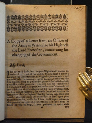 Item #2023-P100 A Copy of a Letter from an Officer of the Army in Ireland, to His Highness the...